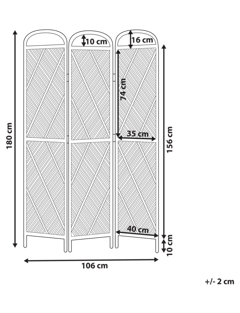 imagem de Biombo com 3 painéis em rattan natural 106 x 180 cm COSENZA1