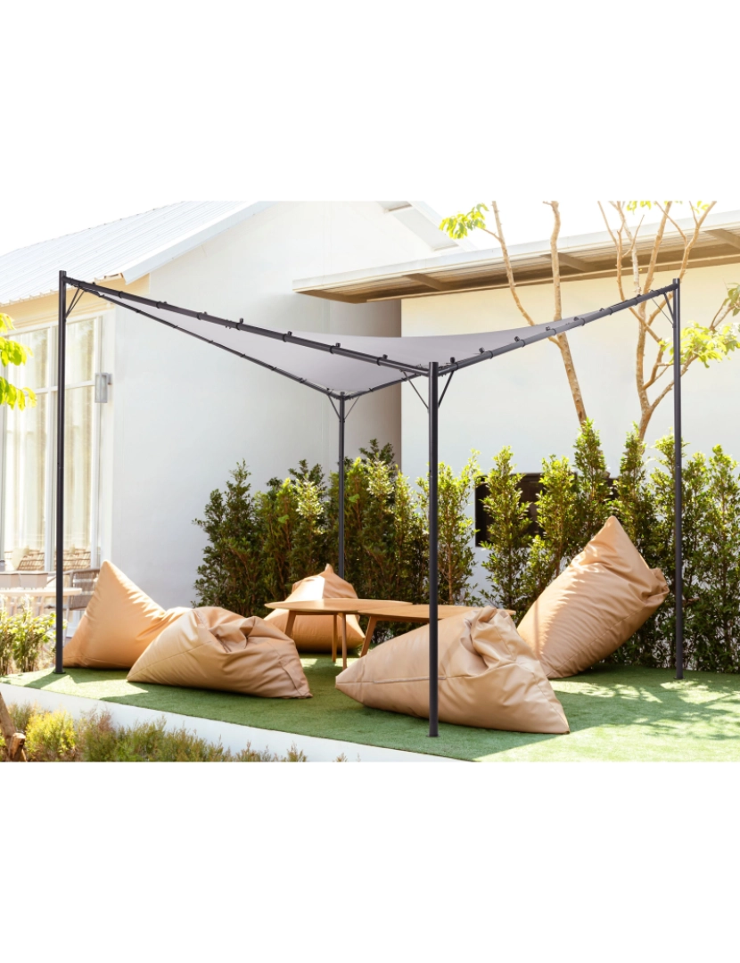 imagem de Pérgola de jardim 300 x 300 cm Cinzento AVENTINE2