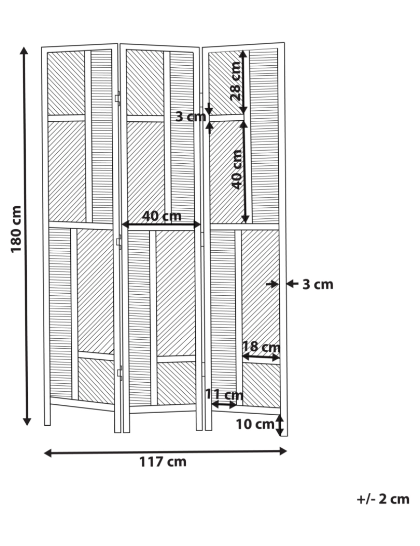 Beliani - Biombo com 3 painéis em rattan natural 117 x 180 cm LAMEZIA