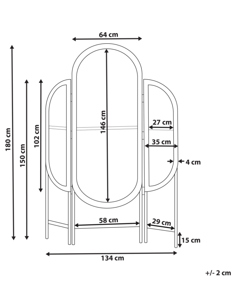 Beliani - Biombo com 3 painéis em rattan natural escuro 134 x 180 cm VIGEVANO