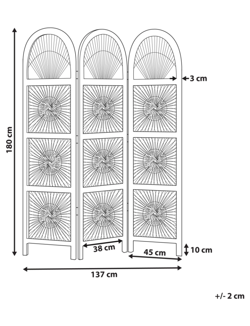 Beliani - Biombo com 3 painéis em rattan natural 137 x 180 cm POMEZIA