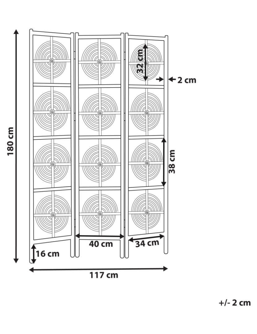 Beliani - Biombo com 3 painéis em rattan natural 117 x 180 cm ALTAMURA