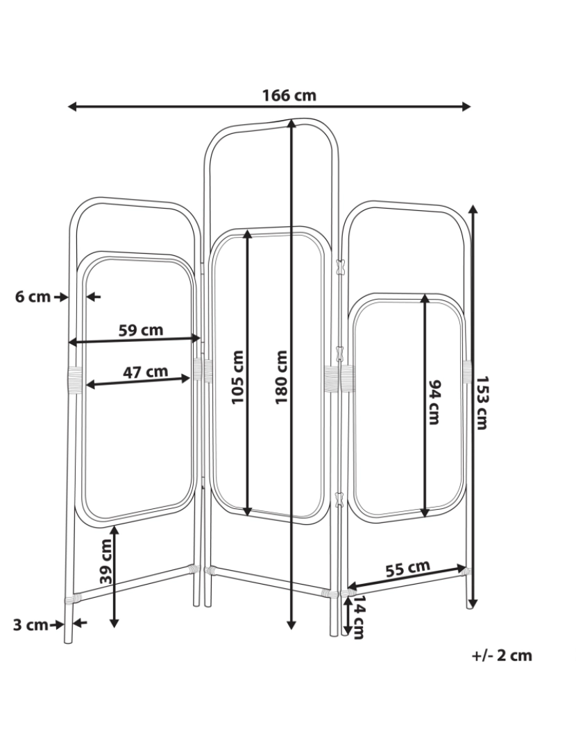 Beliani - Biombo com 3 painéis em rattan natural 166 x 180 cm CARPI