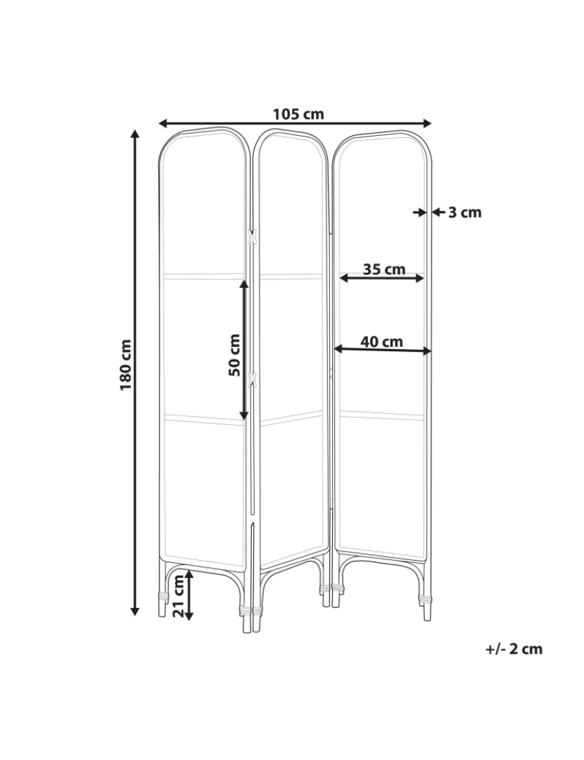 Beliani - Biombo com 3 painéis em rattan natural 105 x 180 cm POTENZA