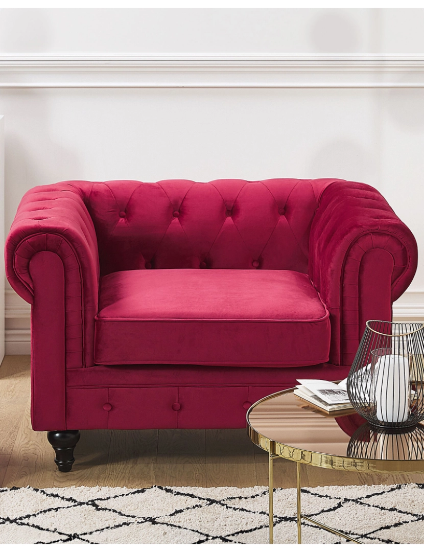 imagem de Veludo Poltrona Vermelho escuro CHESTERFIELD2