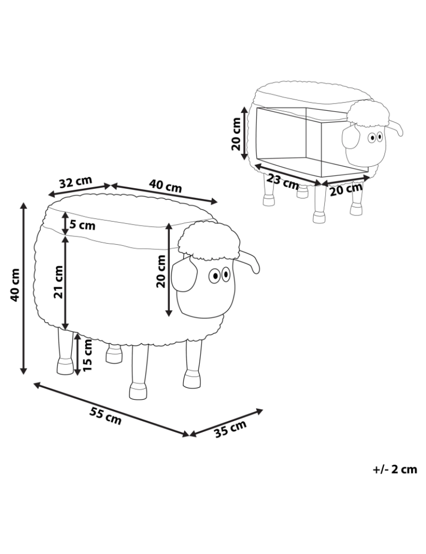 imagem de Tamborete em tecido creme com arrumação SHEEP1