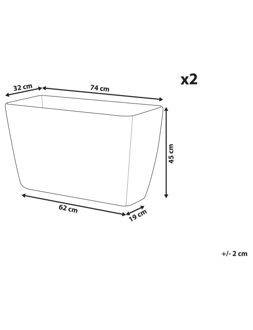 Beliani - Conjunto de 2 vasos para plantas em pedra cinzenta clara 74 x 32 x 45 cm BARIS