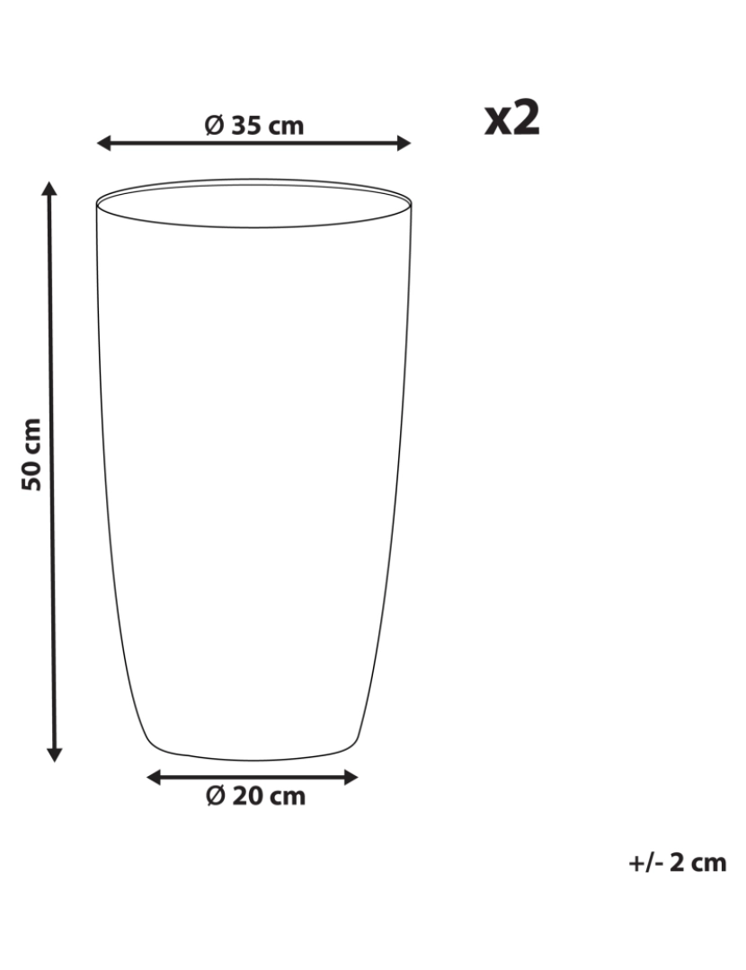 Beliani - Conjunto de 2 vasos para plantas em pedra creme 35 x 35 x 50 cm CAMIA