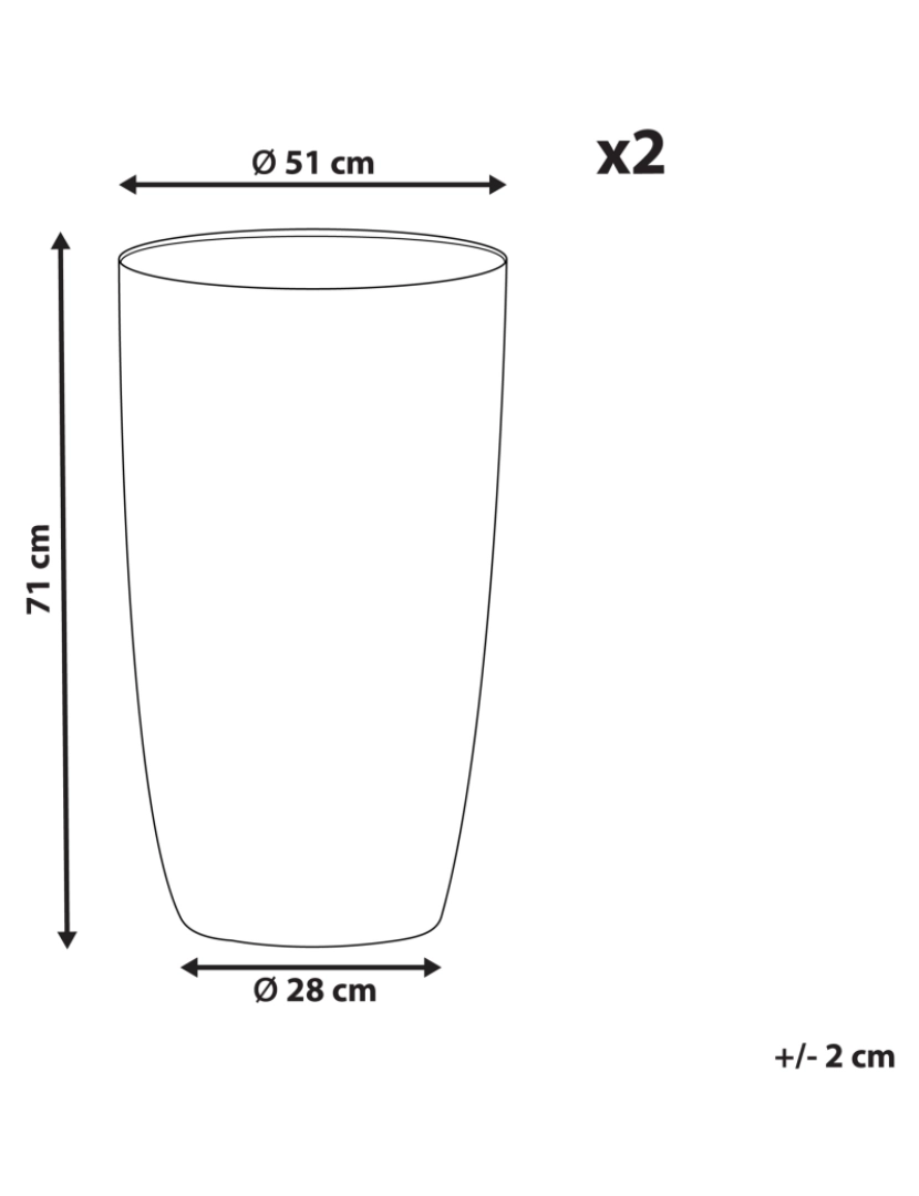 Beliani - Conjunto de 2 vasos para plantas em pedra creme 51 x 51 x 71 cm CAMIA