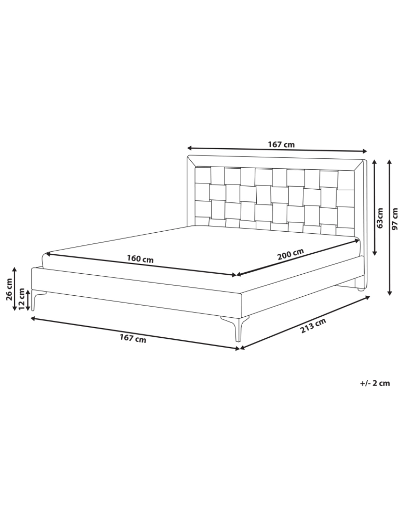 Beliani - Cama de casal em veludo taupe 160 x 200 cm LIMOUX