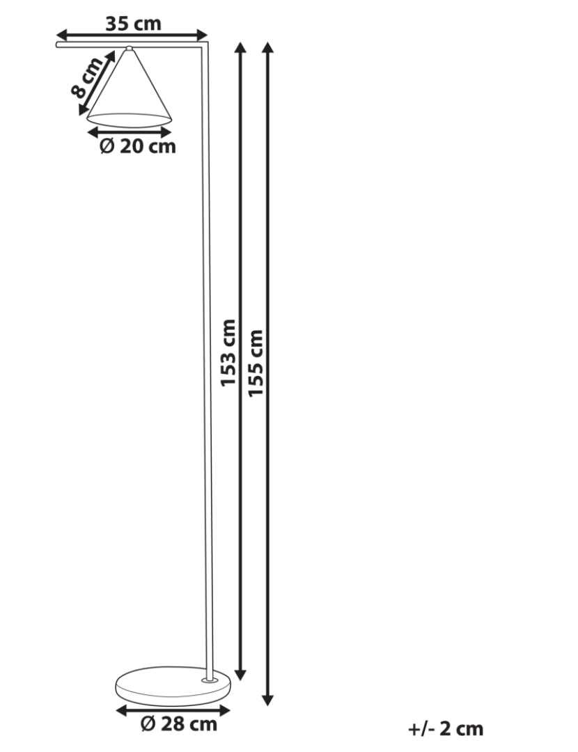 Beliani - Candeeiro de pé em metal dourado 155 cm MOCAL