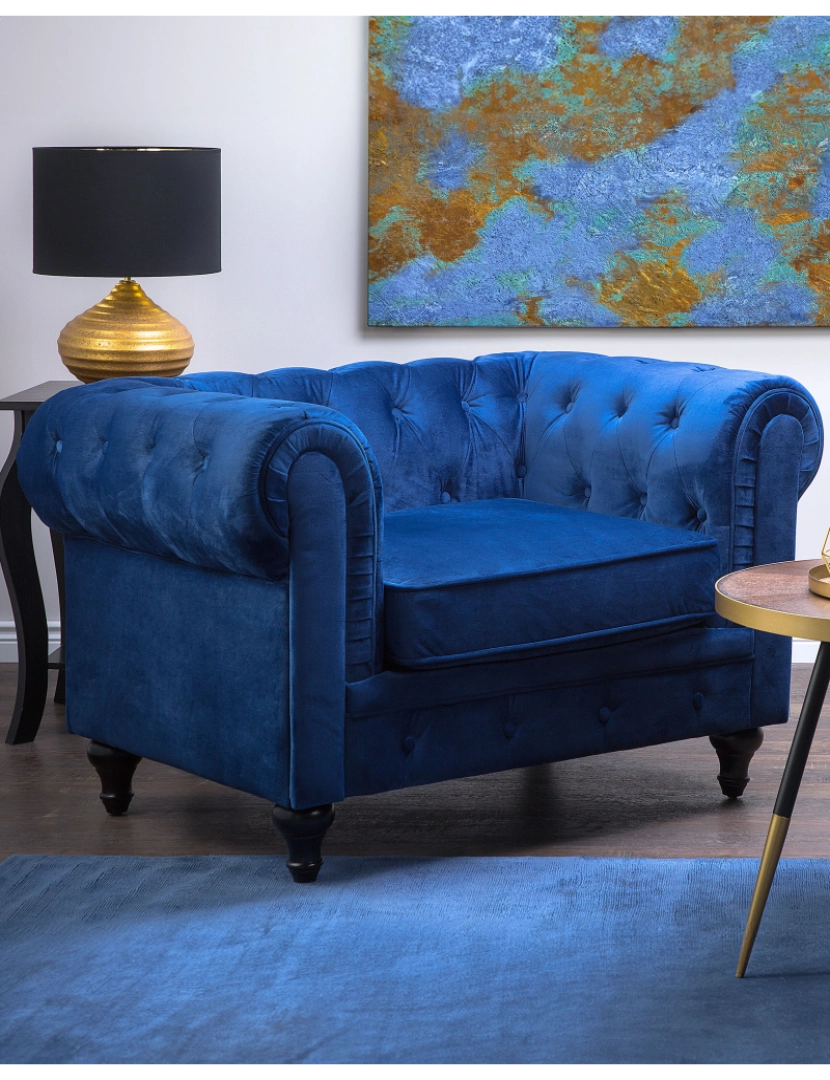 imagem de Veludo Poltrona Azul marinho CHESTERFIELD2