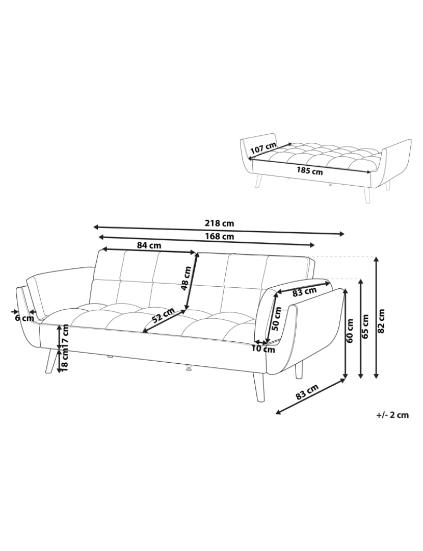 Beliani - Sofá-cama em veludo azul marinho ASBY