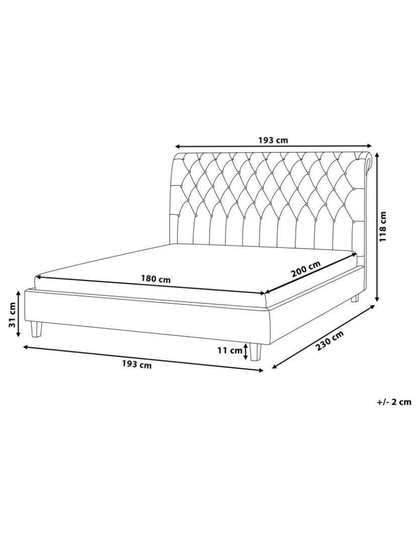 Beliani - Cama de casal em tecido creme 180 x 200 cm REIMS