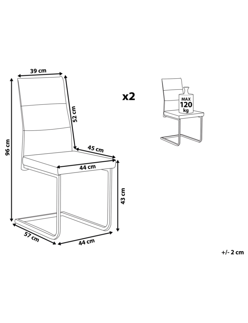 Beliani - Cadeira ʺcantileverʺ Conjunto de 2 Veludo Cinzento ROCKFORD