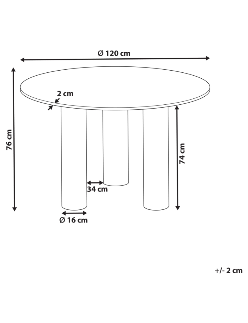 Beliani - Mesa de jantar redonda cor de madeira clara ⌀ 120 cm ORIN