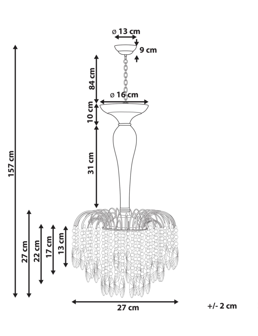 Beliani - Lustre para 3 lâmpadas em metal prateado ORARA