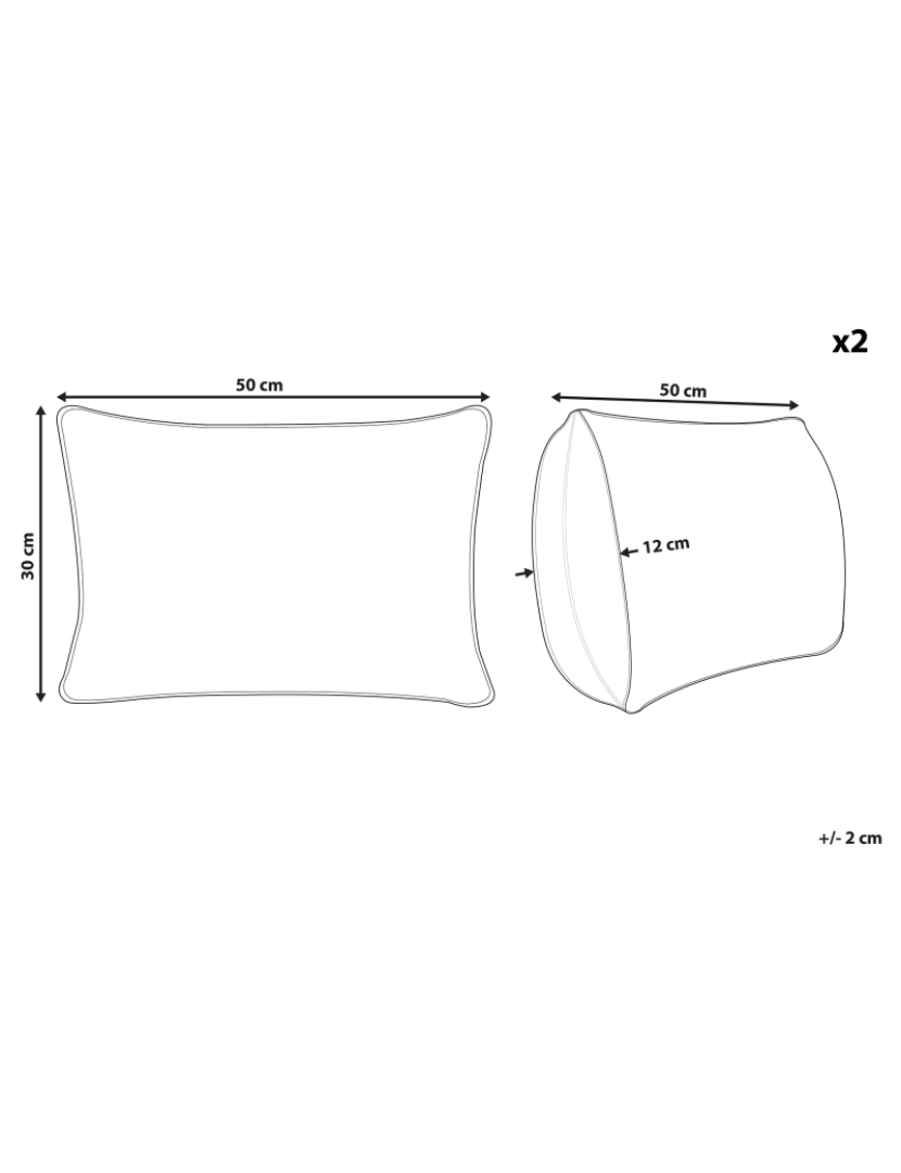 Beliani - Conjunto de 2 almofadas Em relevo Cinzento MOTARI 30 x 50 cm