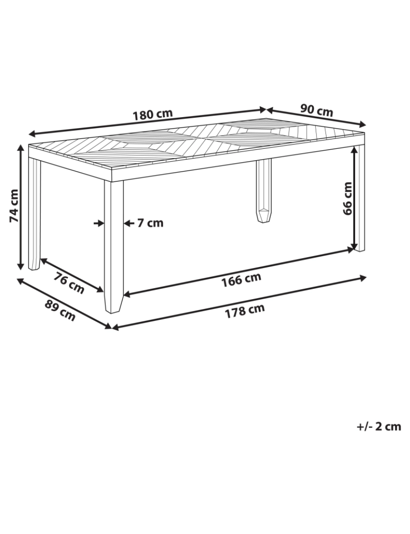 Beliani - Mesa de jardim 180 x 90 cm Castanho claro BARATTI