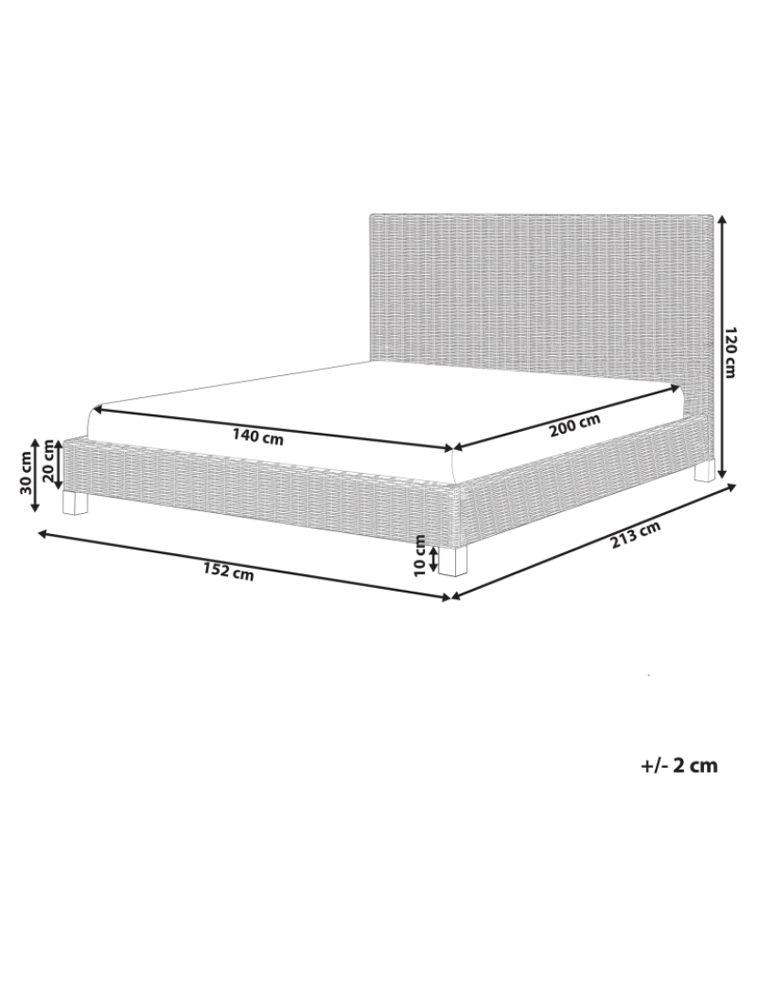 Beliani - Cama de casal em rattan cor natural 140 x 200 cm SALBRIS