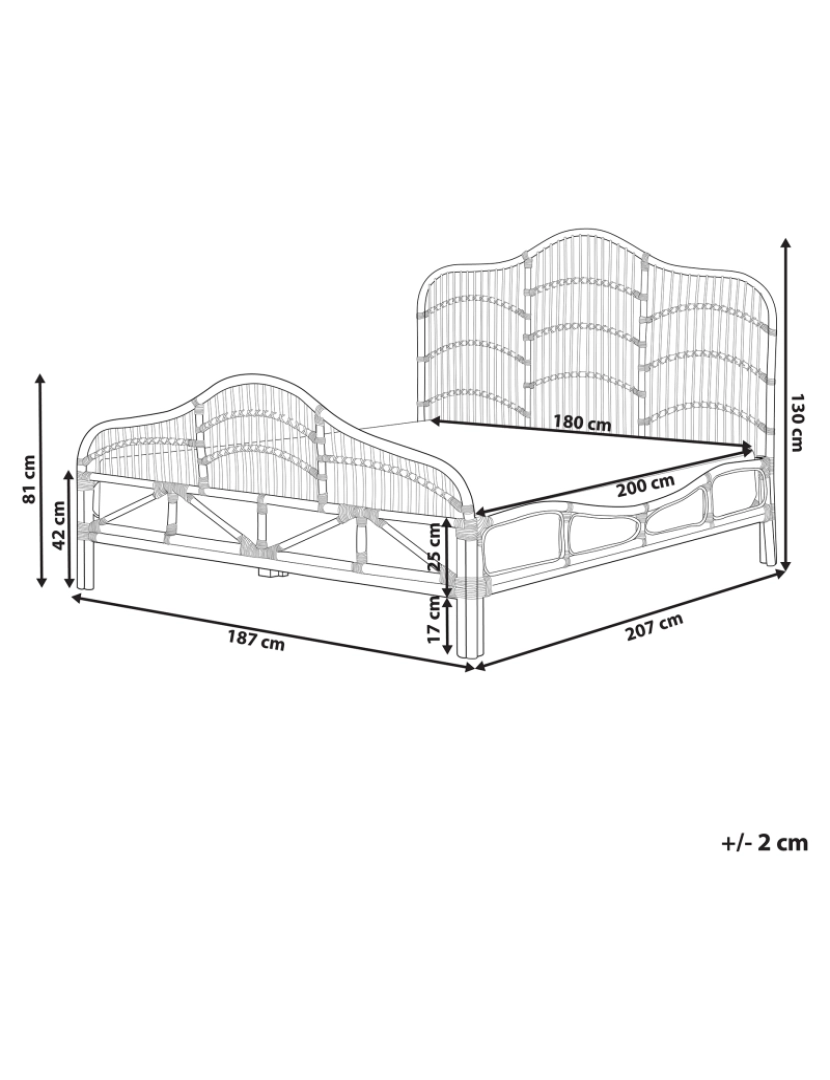 Beliani - Cama de casal em rattan cor de madeira clara 180 x 200 cm DOMEYROT