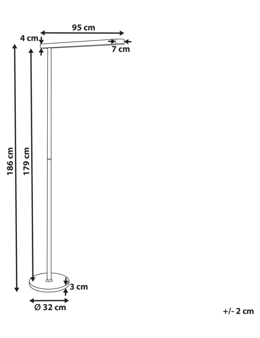 Beliani - Candeeiro LED de pé em metal preto 186 cm PERSEUS