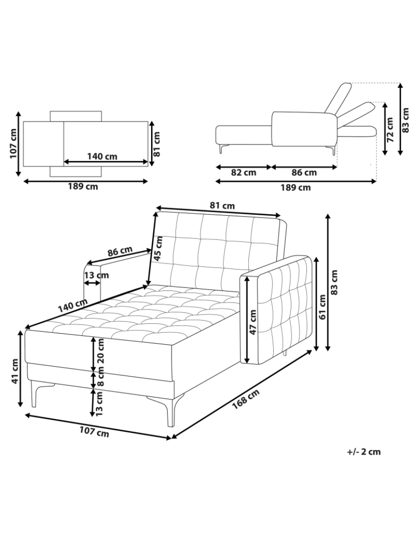 imagem de Sofá chaise-longue reclinável em veludo cinzento claro ABERDEEN1