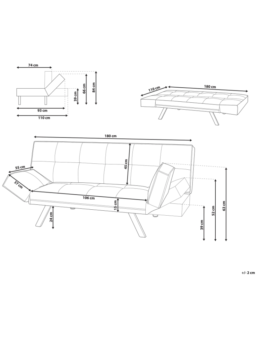 imagem de Sofá-cama de 3 lugares em tecido cinzento claro BRISTOL II1