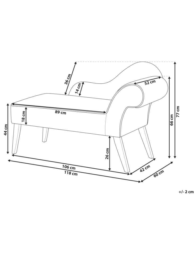 Beliani - Chaise-longue à direita em veludo verde BIARRITZ