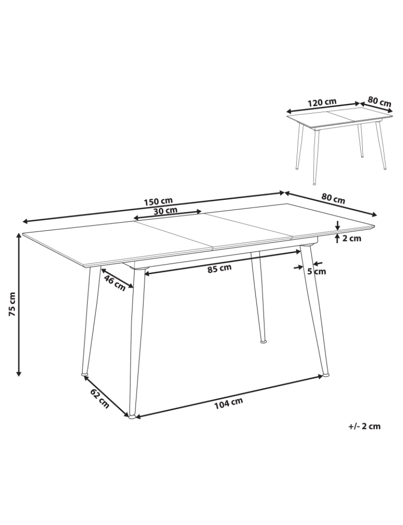 Beliani - Mesa de jantar extensível efeito de pedra cinzenta 120/150 x 80 cm EFTALIA