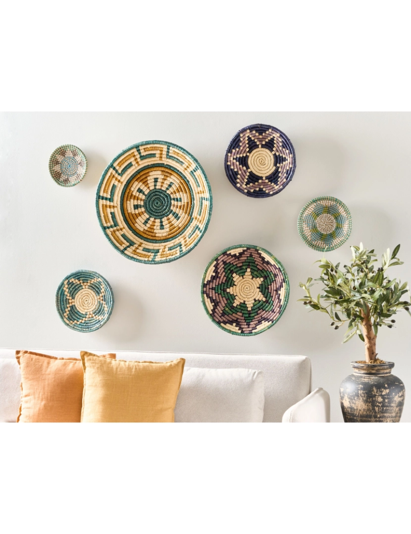 imagem de Conjunto de 6 decorações de parede em algas marinhas multicolor NAMDINH2