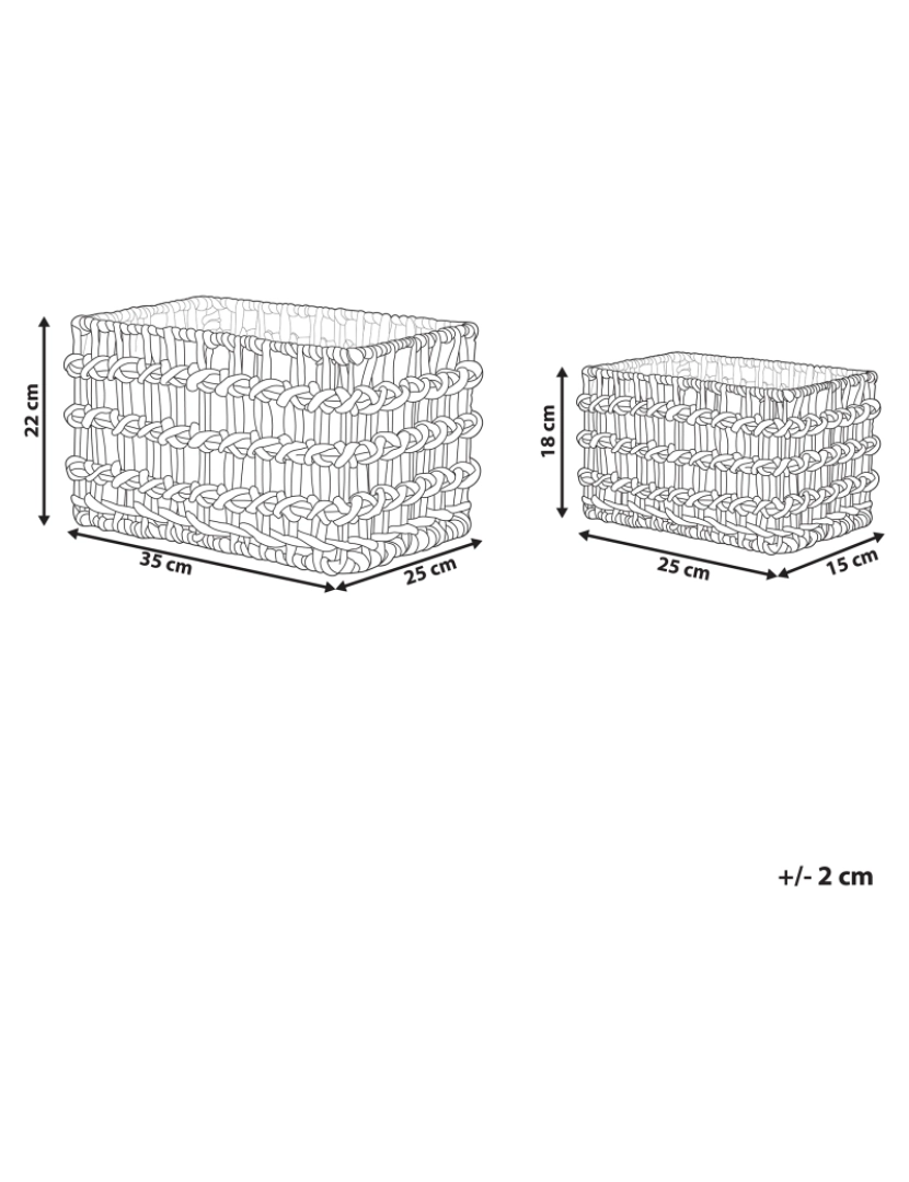 Beliani - Conjunto de 2 cestos em fibra de jacinto de água de cor natural DIAN