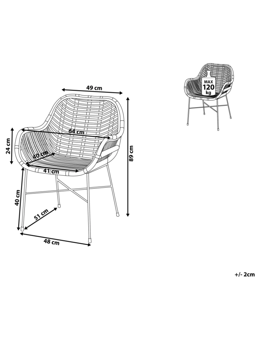 Beliani - Cadeira de jantar Rattan Preto CANORA