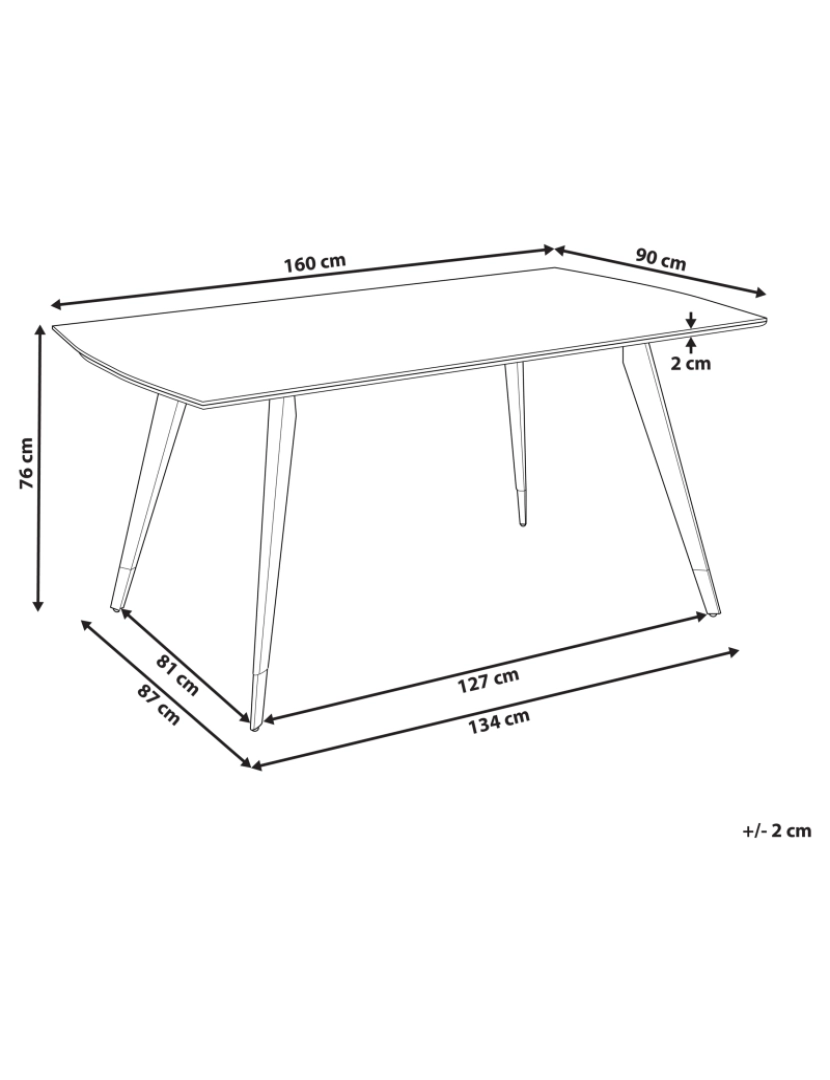 Beliani - Mesa de jantar preta 160 x 90 cm MOSSLE