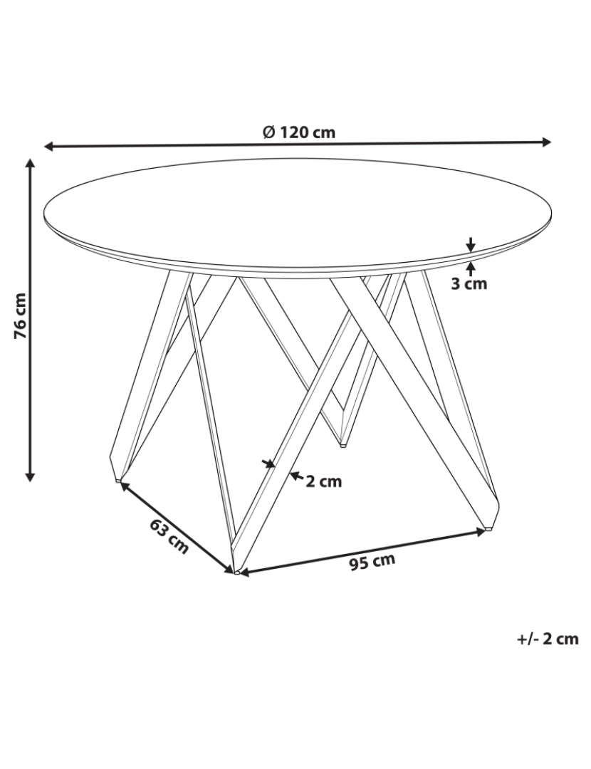 Beliani - Mesa de jantar redonda preta ⌀ 120 cm OXHILL