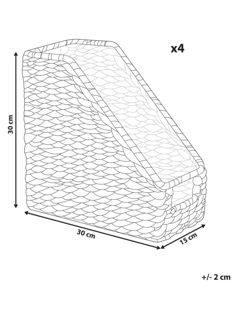 Beliani - Conjunto de 4 caixas arquivadoras em fibra de jacinto de água natural BAOLOC