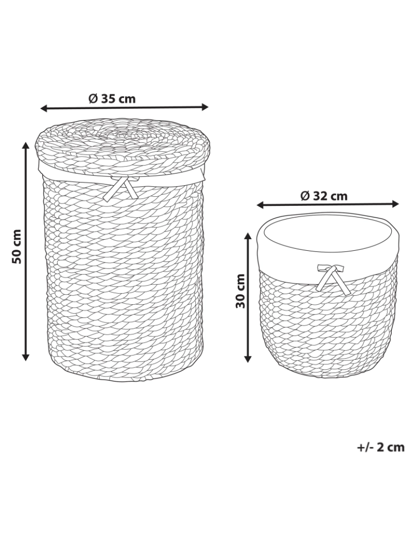 imagem de Conjunto de 2 cestos em fibra de jacinto de água natural DANANG1