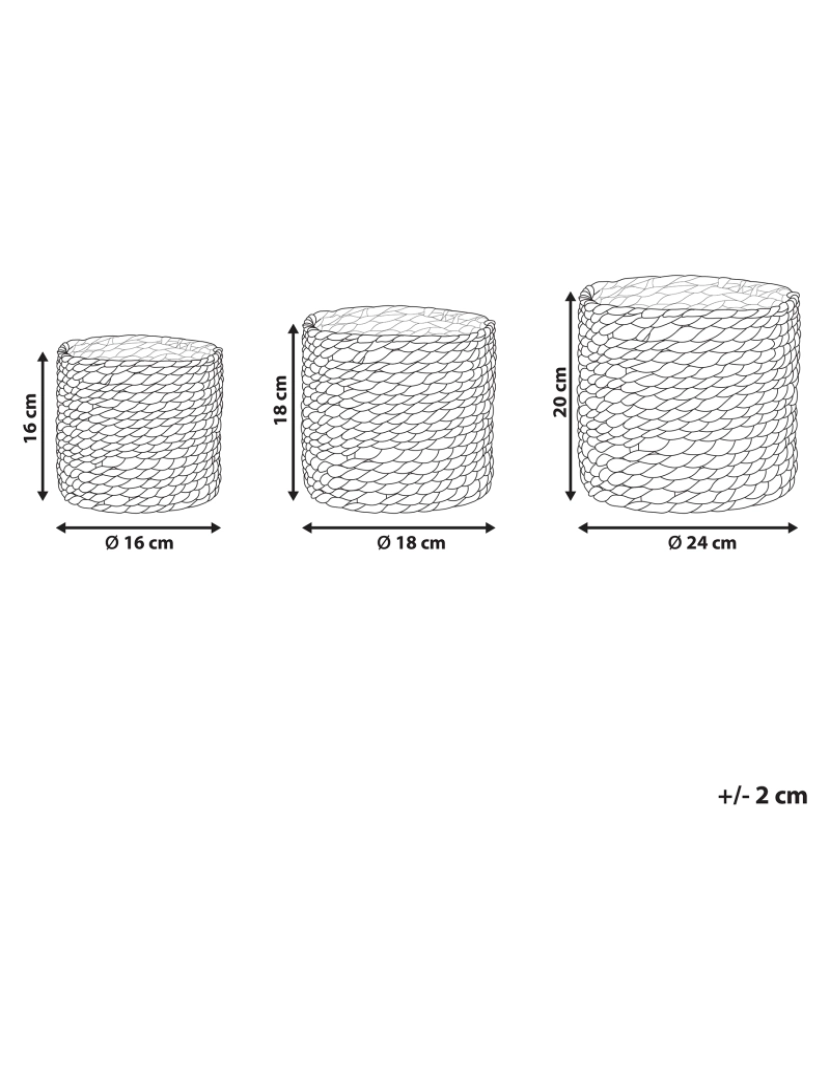 Beliani - Conjunto 3 cestos para vasos em fibra de jacinto de água cor natural RONQUIL