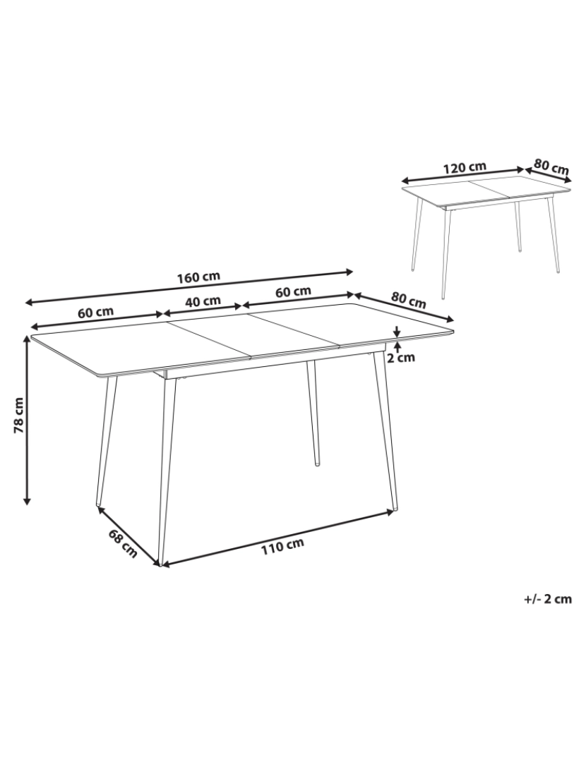 Beliani - Mesa de jantar extensível cinzenta 120/160 x 80 cm GELANDA