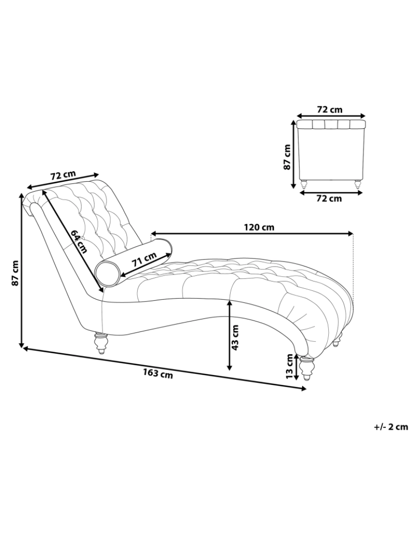 Beliani - Chaise-longue em veludo bordeaux MURET