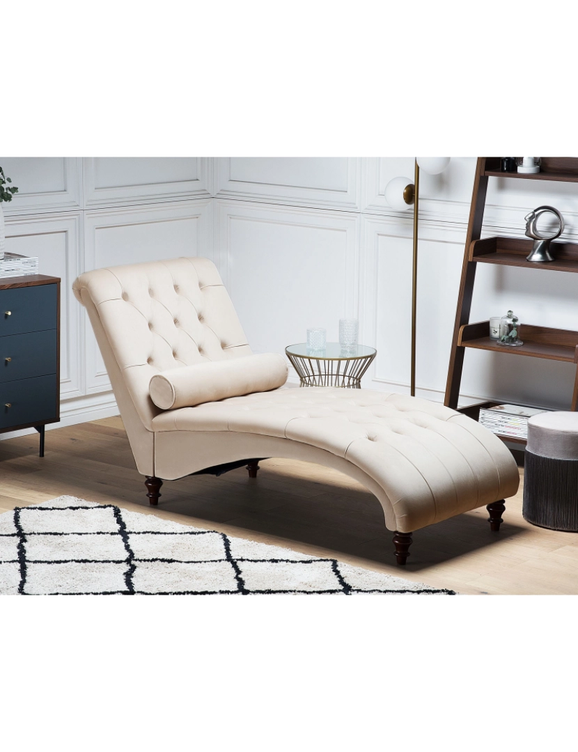 imagem de Chaise-longue em veludo creme MURET2