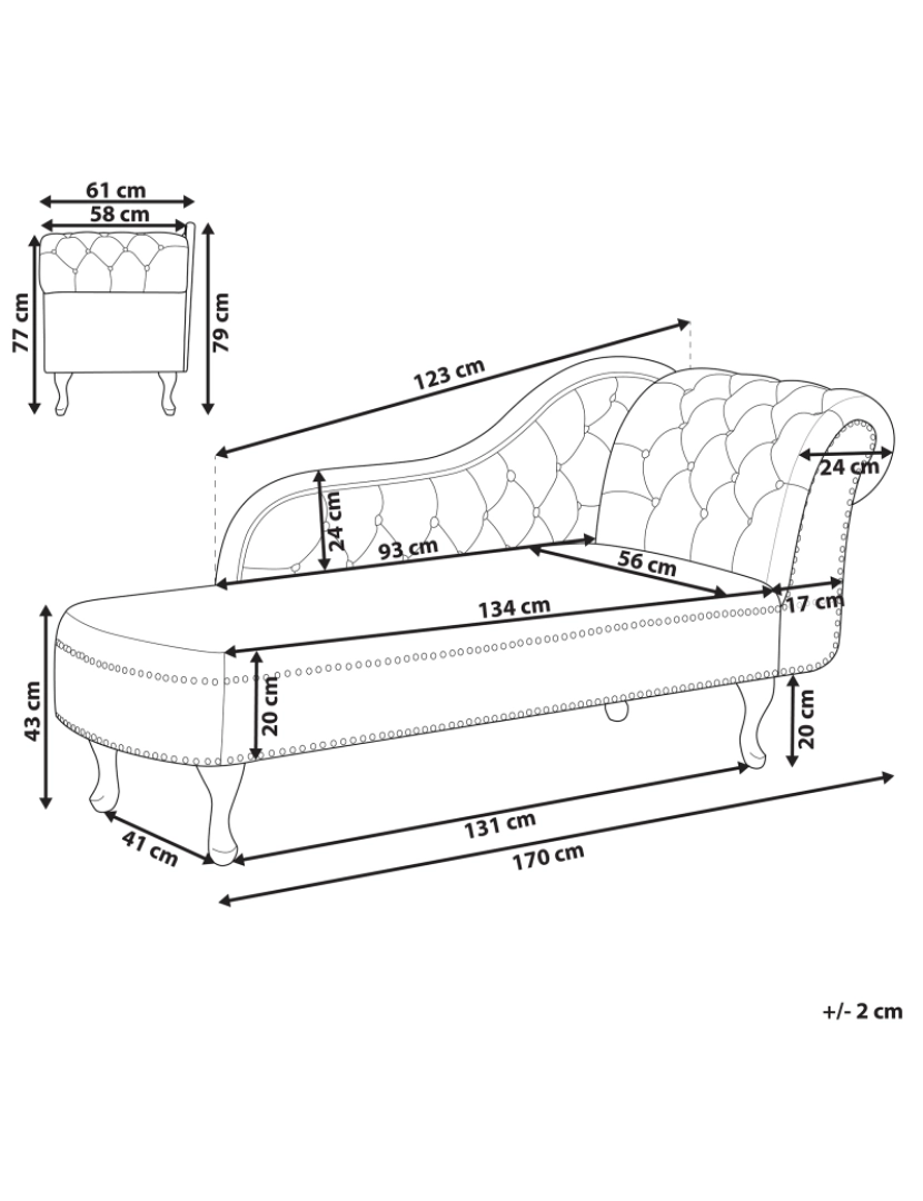 Beliani - Chaise-longue à direita com padrão floral NIMES