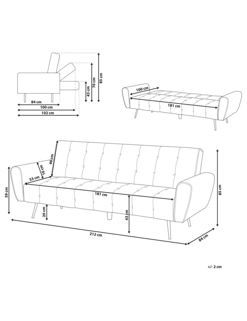 Beliani - Sofá-cama em veludo carmim SELNES