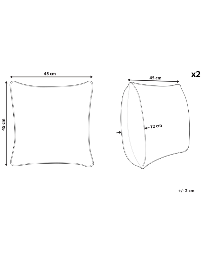 Beliani - Conjunto de 2 almofadas Bordado Algodão Branco EXACUM 45 x 45 cm