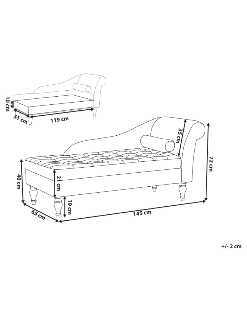 Beliani - Chaise-longue à direita com arrumação em veludo cinzento claro PESSAC II