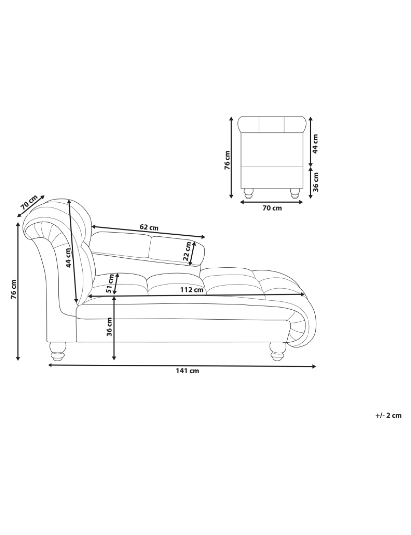 Beliani - Chaise-longue em tecido castanho LORMONT