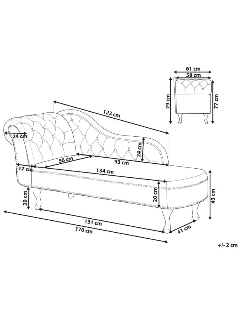 Beliani - Chaise-longue à esquerda com padrão floral NIMES