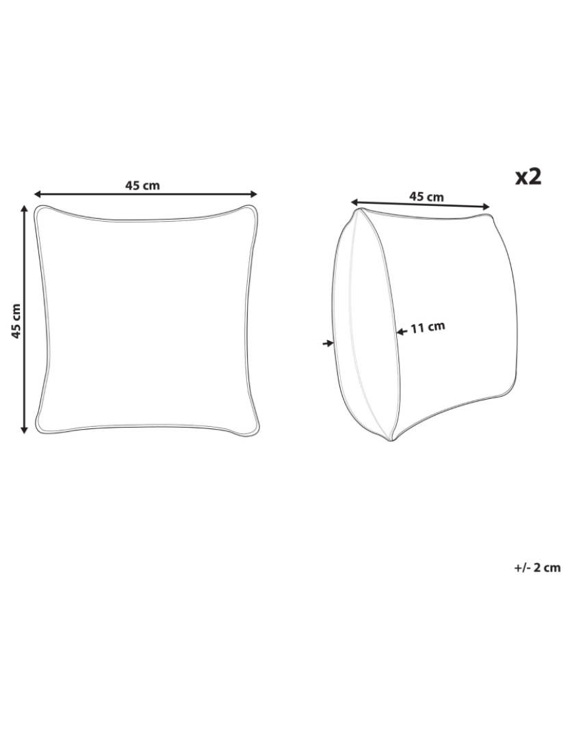 Beliani - Conjunto de 2 almofadas Algodão Branco ZAMIA 45 x 45 cm