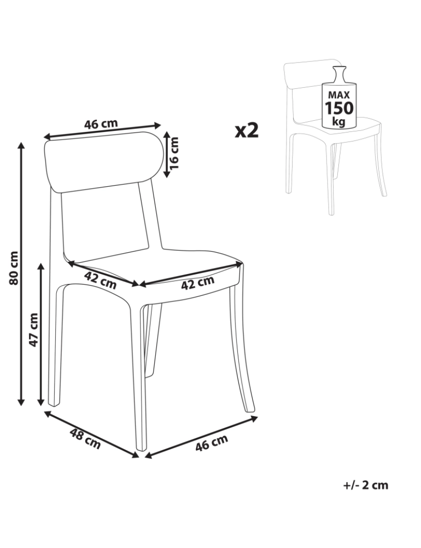 imagem de Cadeira de refeição Conjunto de 2 Transparente COVINGTON1