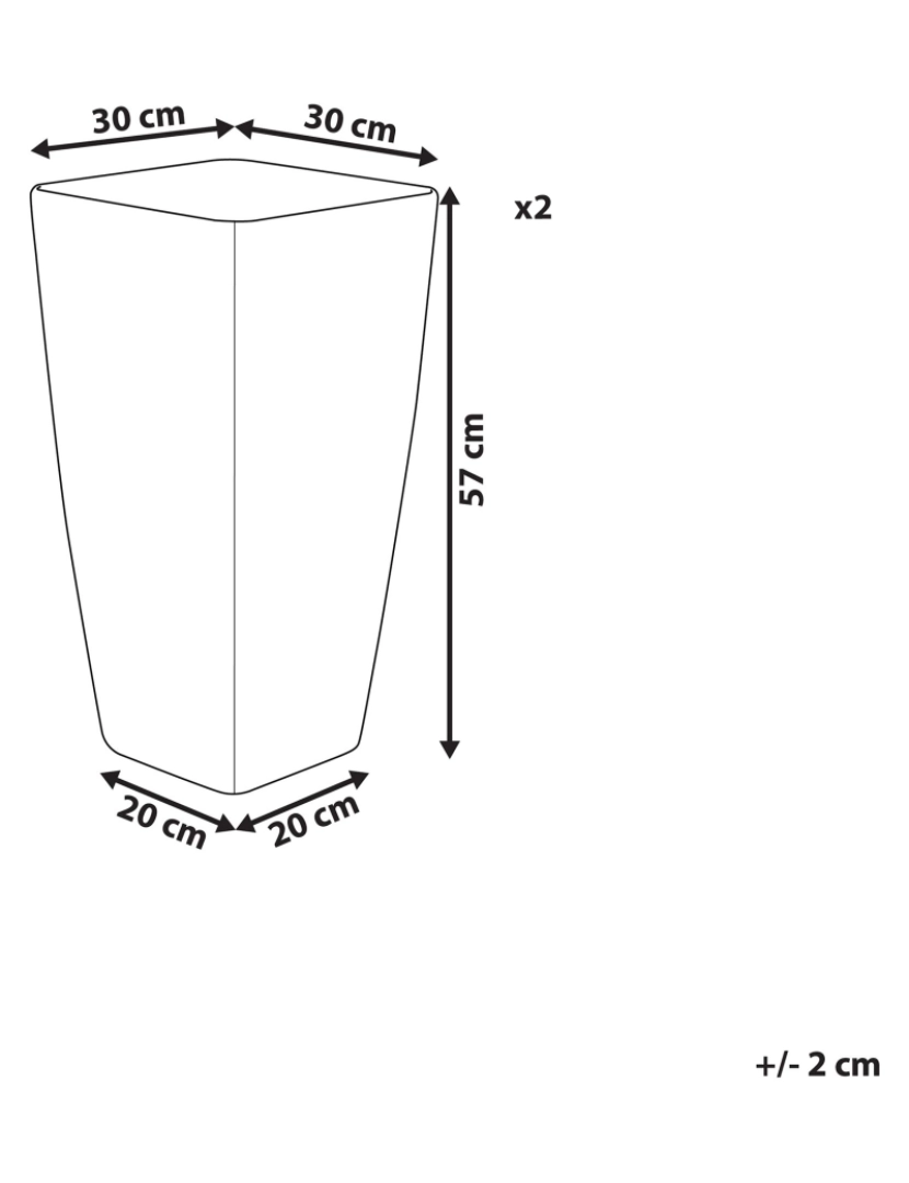 Beliani - Conjunto de 2 vasos para plantas em pedra branca 30 x 30 x 57 cm MODI